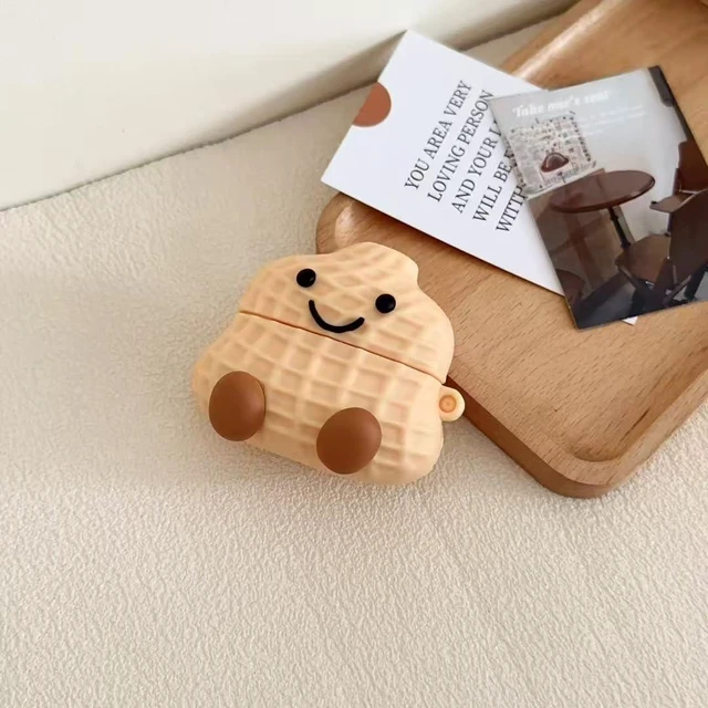 Alt view image 5 of 7 - Earphone Case for AirPods 4, Happy Smiling Sitting Peanut Soft TPU Silicone Case, Good Mood Good Luck Peanut AirPods 4 Cover Protective Skin Shockproof Protector for Earbuds