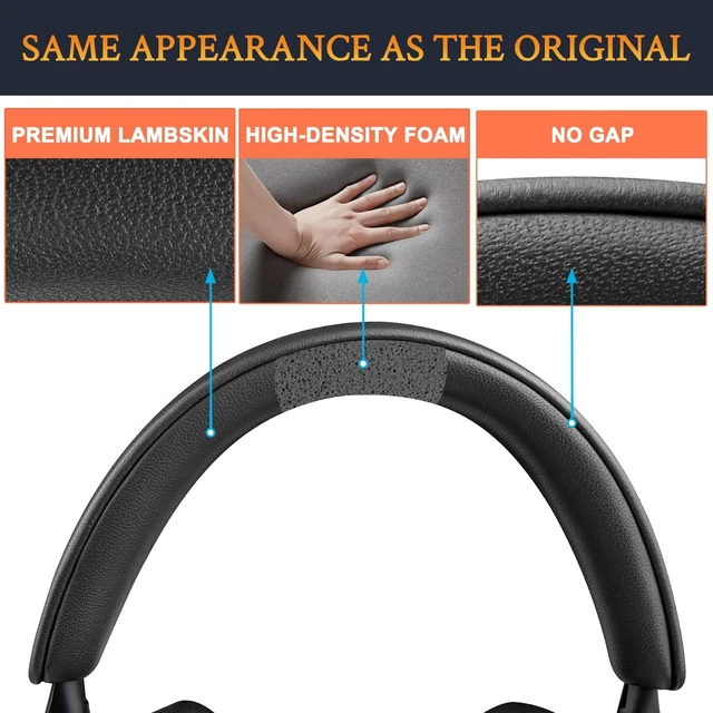 Alt view image 3 of 6 - Lambskin Headband for B&W (PX8/PX7 S2/PX7 S2e) - Black (Not Fit PX7), Top+Bottom Headband for Bowers & Wilkins (PX8/PX7 S2/PX7 S2e) Headphones