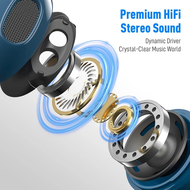 Alt view image 2 of 7 - Wired Earbuds 3.5mm Headphones for Macbook Air/Chromebook/Laptop/PC Blue Corded Aux Earphones Plug-in Earbuds with Mic Volume Control,Wing-Cover for iPhone/Samsung/Android/School/Kid/Airplane/Travel