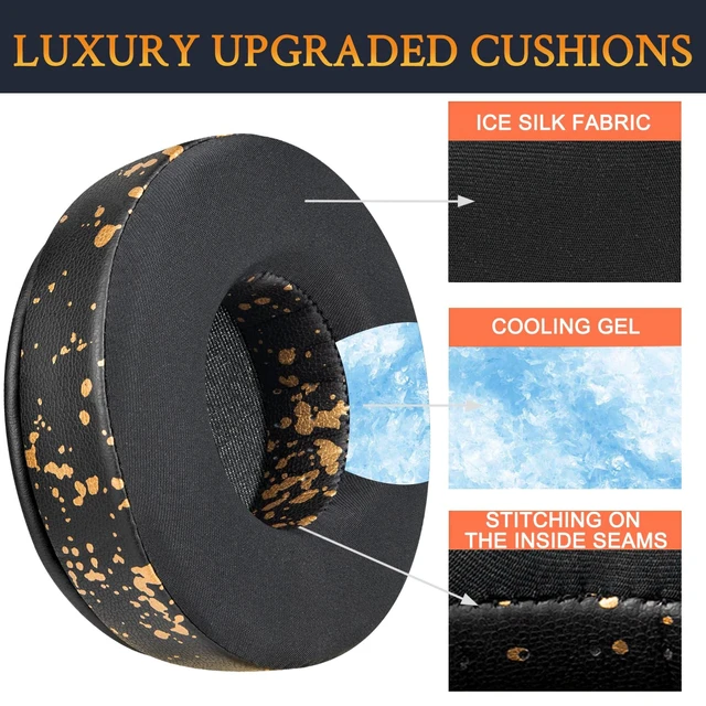 Alt view image 4 of 7 - Earpads for Skullcandy Hesh/Hesh2 Headphones - CG Black Gold