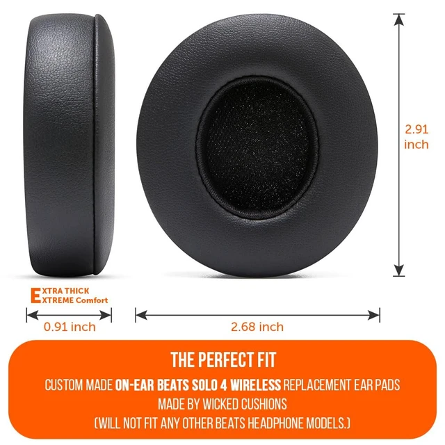 Alt view image 5 of 7 - PadZ Solo 4 - Replacement Earpads for Beats Solo 4 Made by Wicked Cushions Enhanced Comfort & Sound Isolation Black