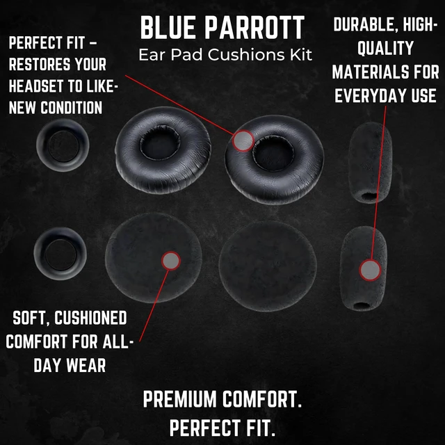Alt view image 7 of 7 - Ear Cushion Kit for Blue Parrott C400-XT Bluetooth Headset 204159 - Replacement Accessories - Ear Cushions, Microphone Foam Windscreens Covers by