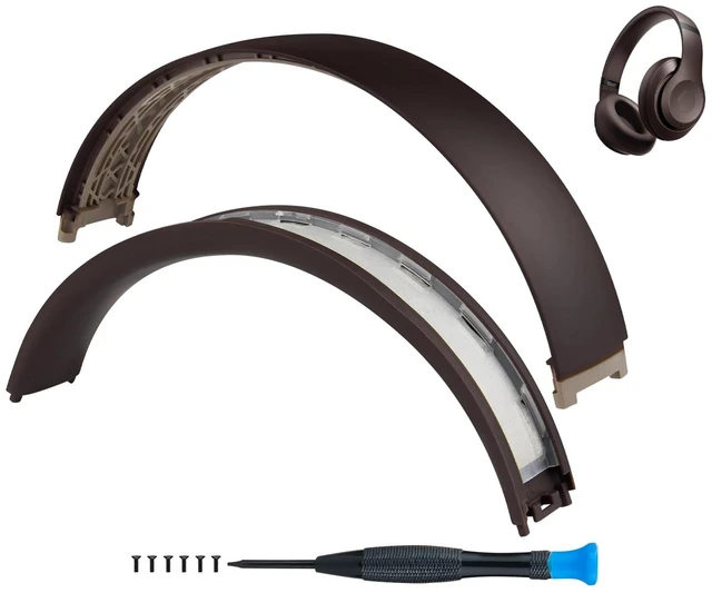 Main image of Top & Bottom Headband Rubber Replacement Cover for Beats Studio Pro Noise Cancelling Headphones, Plastic Headstrap Pad Repair Parts-Deep Brown