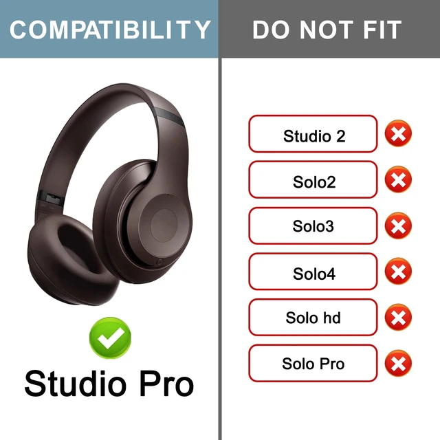 Alt view image 2 of 4 - Top & Bottom Headband Rubber Replacement Cover for Beats Studio Pro Noise Cancelling Headphones, Plastic Headstrap Pad Repair Parts-Deep Brown