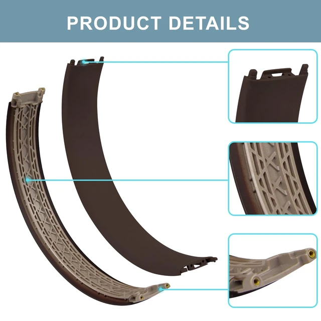 Alt view image 3 of 4 - Top & Bottom Headband Rubber Replacement Cover for Beats Studio Pro Noise Cancelling Headphones, Plastic Headstrap Pad Repair Parts-Deep Brown