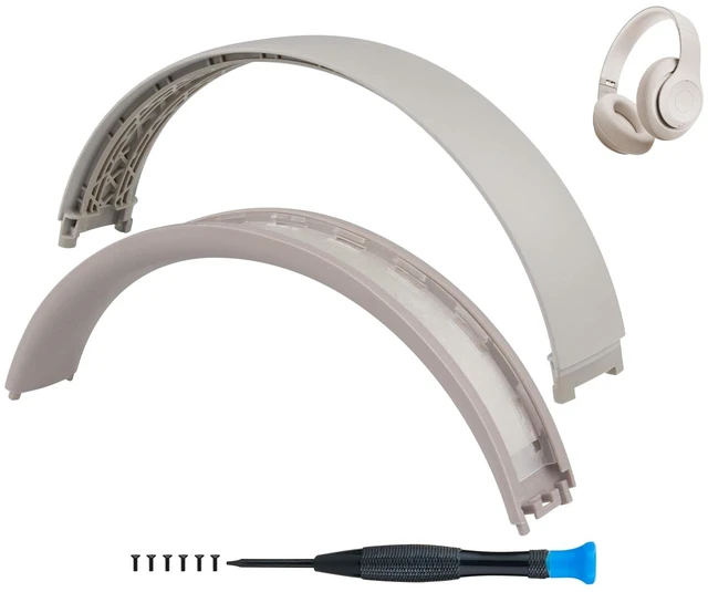 Main image of Top & Bottom Headband Rubber Replacement Cover for Beats Studio Pro Noise Cancelling Headphones, Plastic Headstrap Pad Repair Parts-Sand Stone