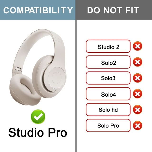 Alt view image 2 of 4 - Top & Bottom Headband Rubber Replacement Cover for Beats Studio Pro Noise Cancelling Headphones, Plastic Headstrap Pad Repair Parts-Sand Stone