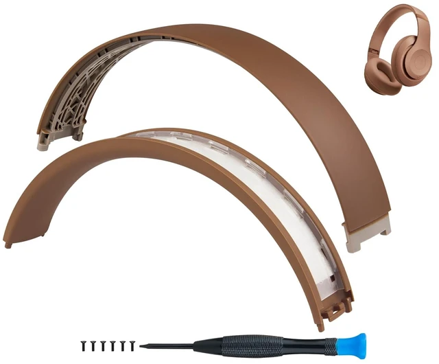 Main image of Top & Bottom Headband Rubber Replacement Cover for Beats Studio Pro Noise Cancelling Headphones, Plastic Headstrap Pad Repair Parts-Dune