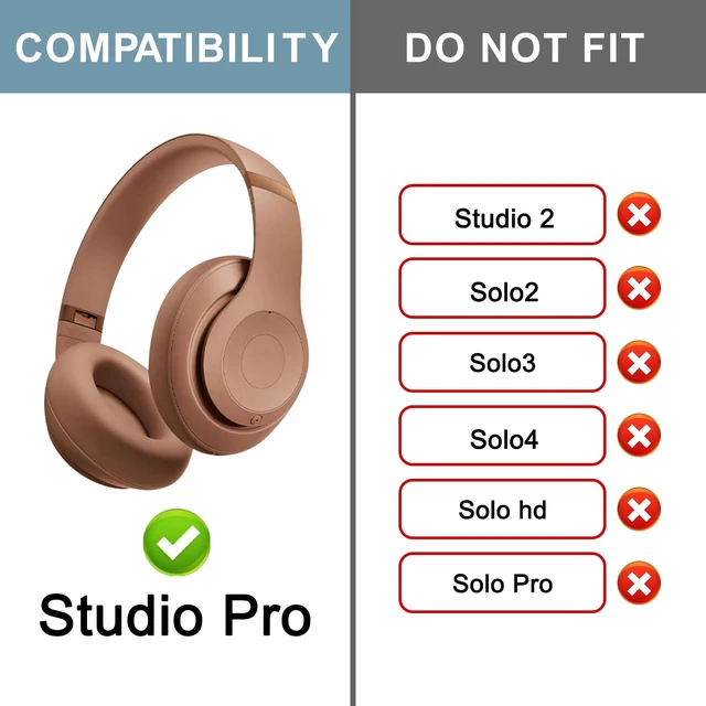 Alt view image 2 of 4 - Top & Bottom Headband Rubber Replacement Cover for Beats Studio Pro Noise Cancelling Headphones, Plastic Headstrap Pad Repair Parts-Dune