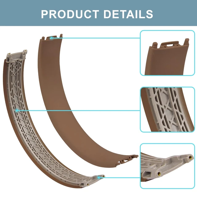 Alt view image 3 of 4 - Top & Bottom Headband Rubber Replacement Cover for Beats Studio Pro Noise Cancelling Headphones, Plastic Headstrap Pad Repair Parts-Dune