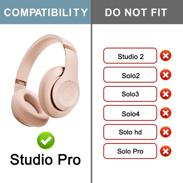 Alt view image 2 of 4 - Top & Bottom Headband Rubber Replacement Cover for Beats Studio Pro Noise Cancelling Headphones, Plastic Headstrap Pad Repair Parts-Moon