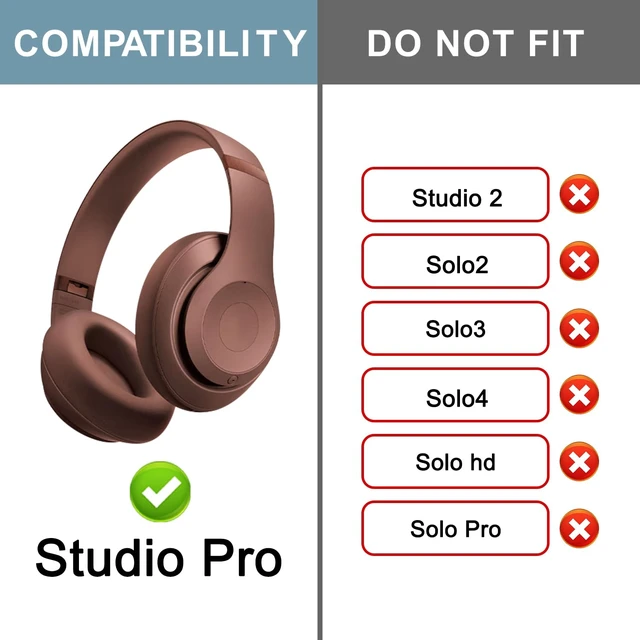 Alt view image 2 of 4 - Top & Bottom Headband Rubber Replacement Cover for Beats Studio Pro Noise Cancelling Headphones, Plastic Headstrap Pad Repair Parts-Earth