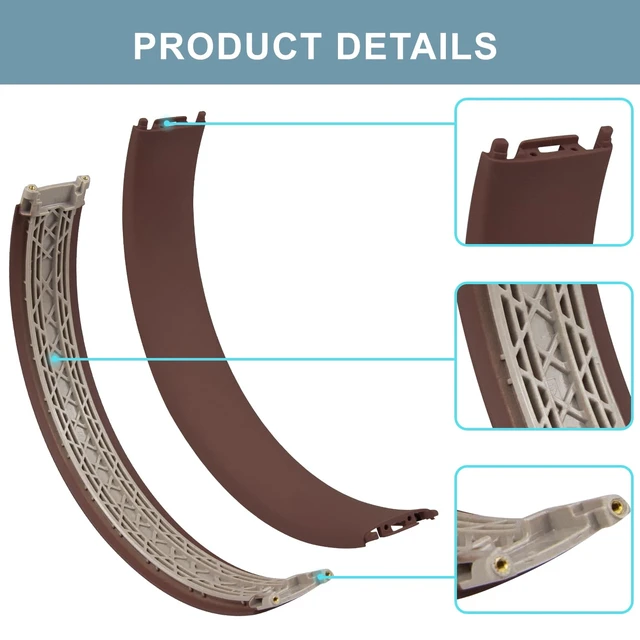 Alt view image 3 of 4 - Top & Bottom Headband Rubber Replacement Cover for Beats Studio Pro Noise Cancelling Headphones, Plastic Headstrap Pad Repair Parts-Earth