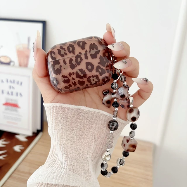 Alt view image 2 of 7 - Compatible with AirPods Pro 2/ Pro Case, Soft TPU Gray Tortoise Shell Amber Leopard Pattern Women Girls Cover with Strap Charm Keychain for AirPods Pro 1/ Pro 2