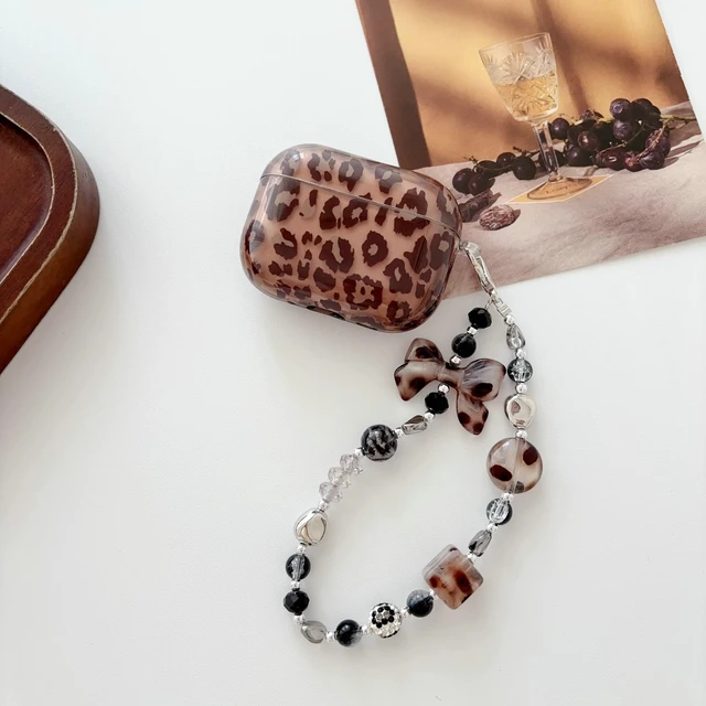 Alt view image 3 of 7 - Compatible with AirPods Pro 2/ Pro Case, Soft TPU Gray Tortoise Shell Amber Leopard Pattern Women Girls Cover with Strap Charm Keychain for AirPods Pro 1/ Pro 2