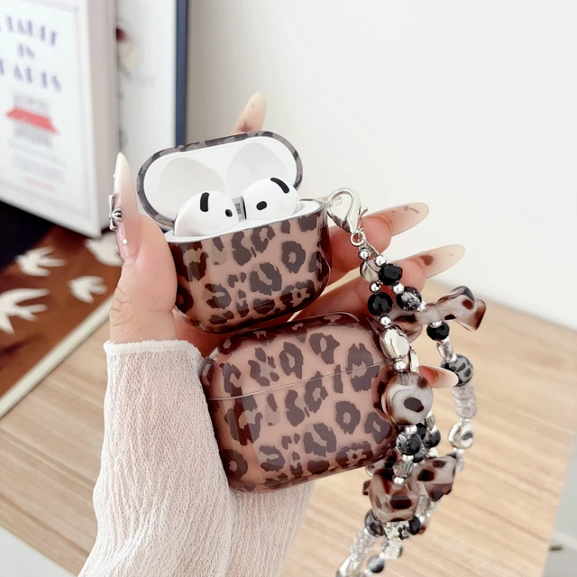 Alt view image 7 of 7 - Compatible with AirPods Pro 2/ Pro Case, Soft TPU Gray Tortoise Shell Amber Leopard Pattern Women Girls Cover with Strap Charm Keychain for AirPods Pro 1/ Pro 2