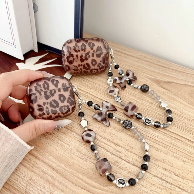 Alt view image 4 of 7 - Compatible with AirPods 3 Case, Soft TPU Gray Tortoise Shell Amber Leopard Pattern Women Girls Cover with Strap Charm Keychain for AirPods 3