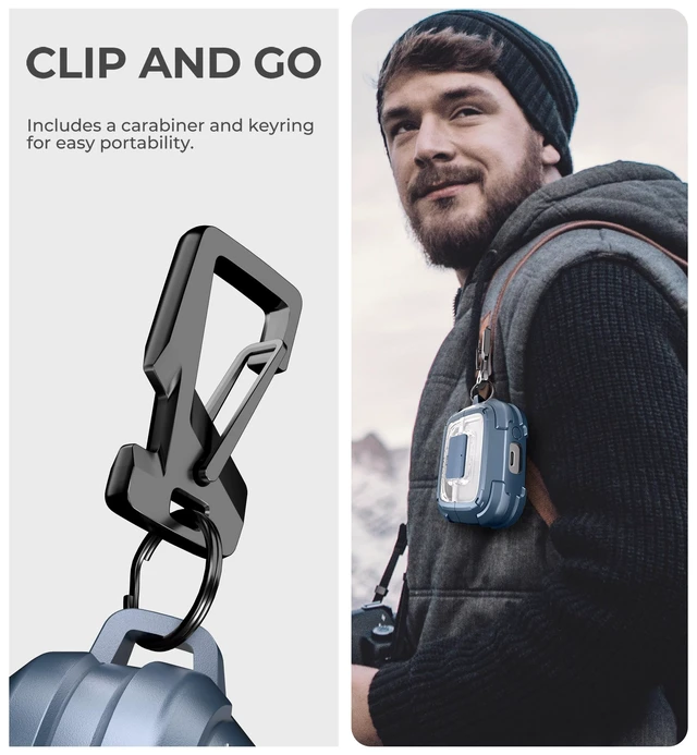 Alt view image 5 of 7 - Rugged Bumper Case for Samsung Galaxy Buds3 FE (2025) / Buds3 Pro and Buds3 (2024) Cases with Secure Lock, Shockproof Clear Protective Cover with Carabiner & Keyring Blue