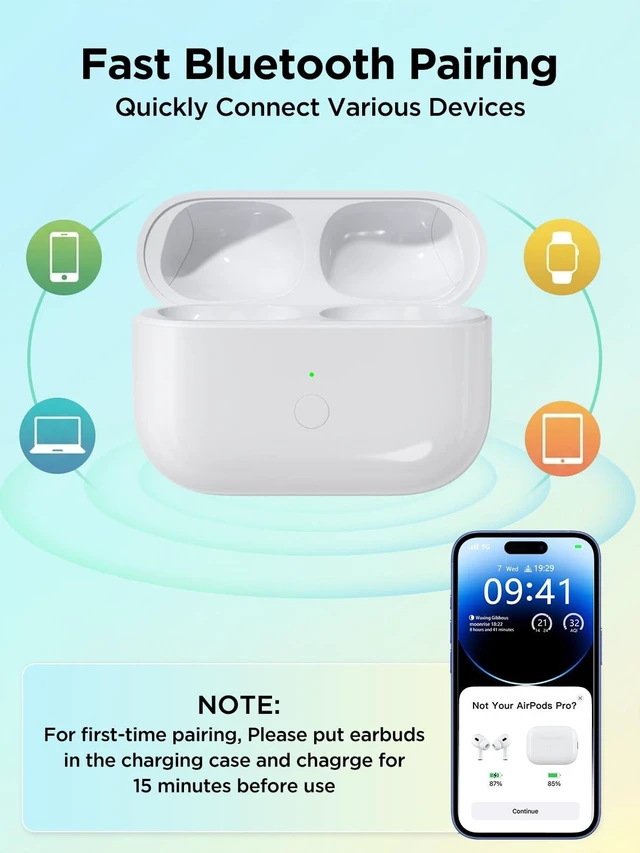 Alt view image 6 of 7 - Replacement Charging Case for AirPods Pro 1/2 Generation with Type-C, Compatible with AirPods Pro 1st/2nd with Bluetooth Pairing Sync Button, Earbuds Not Included (Type-C Port)