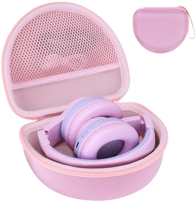 Main image of Kids Headphones Case for iClever BTH12/HS19/BTH26 Folding Headphones, Pink Protective Carrying Bag Hard Shell Shockproof, Portable Headphone Storage with Mesh Bag Lightweight Boys &Girls