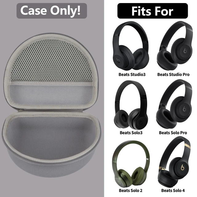 Alt view image 3 of 7 - Case for Beats Solo 4/Studio Pro/Solo3/Studio3 On-Ear Headphones Solo Pro Headphone Case, Hard Shell Shockproof, Mesh Bag Organizer, Lightweight Travel