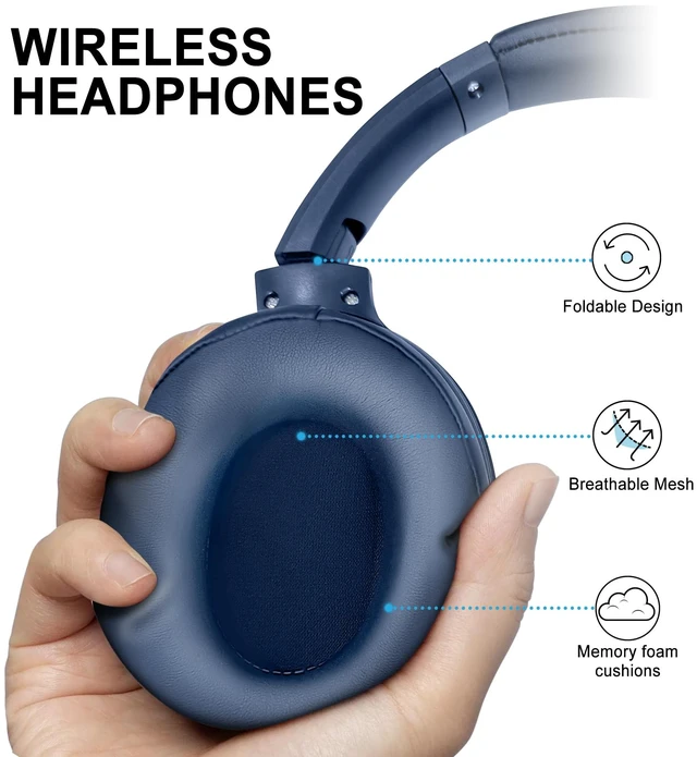 Alt view image 4 of 7 - Pro Active Noise Cancelling Headphones,Over-Ear Headphones Wireless Bluetooth 5.3, Microphone, Lightweight Comfortable Headset for Home, Travel, Rechargeable Workout Headphones, Deep Base