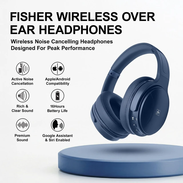 Alt view image 3 of 7 - Pro Active Noise Cancelling Headphones,Over-Ear Headphones Wireless Bluetooth 5.3, Microphone, Lightweight Comfortable Headset for Home, Travel, Rechargeable Workout Headphones, Deep Base
