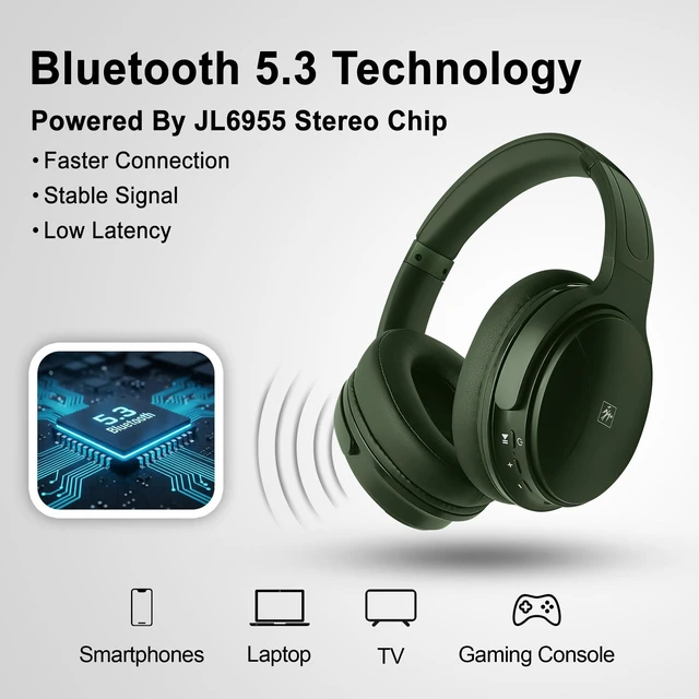 Alt view image 2 of 7 - Pro Active Noise Cancelling Headphones,Over-Ear Headphones Wireless Bluetooth 5.3, Microphone, Lightweight Comfortable Headset for Home, Travel, Rechargeable Workout Headphones, Deep Base