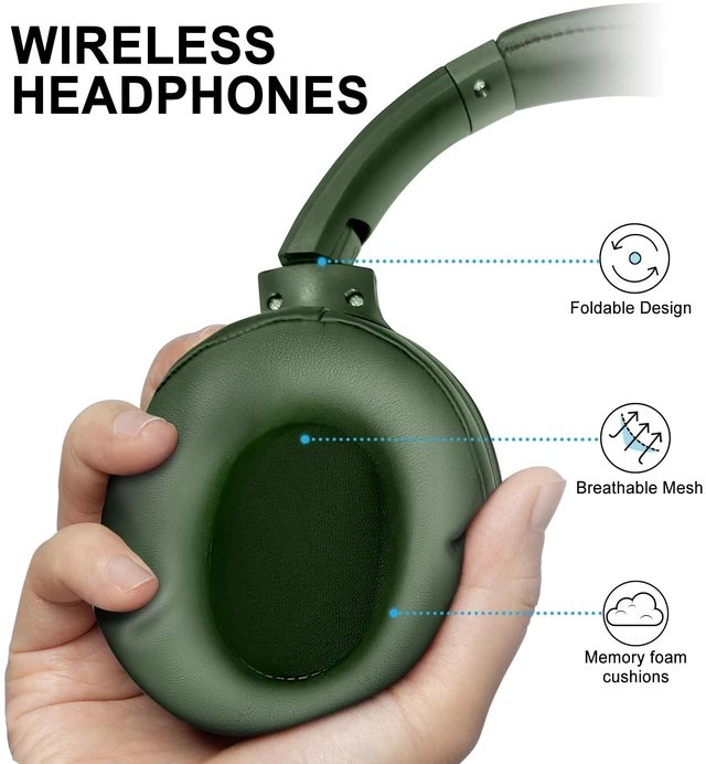 Alt view image 4 of 7 - Pro Active Noise Cancelling Headphones,Over-Ear Headphones Wireless Bluetooth 5.3, Microphone, Lightweight Comfortable Headset for Home, Travel, Rechargeable Workout Headphones, Deep Base