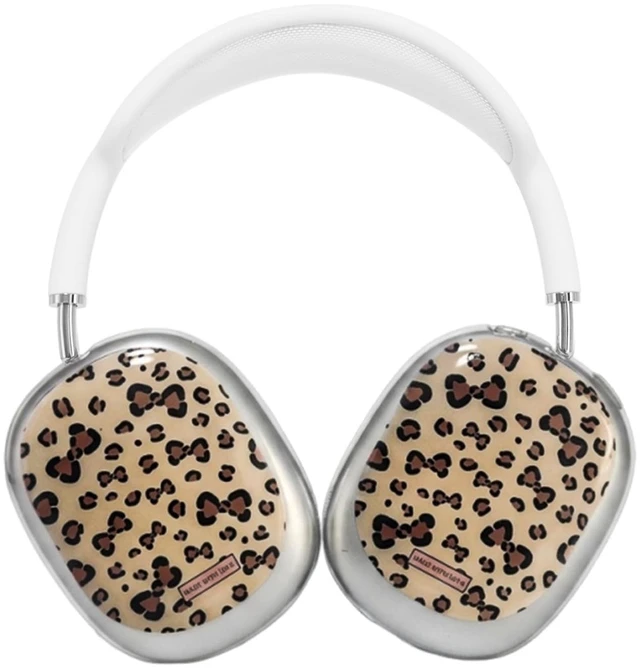 Main image of Case Cover for Apple AirPods Max/Max 2 (Leopard-Print Bow) TPU Cute Cool Soft Clear Case,Earcup Cover for Women Accessories Anti-Scratch,Precise Cutout
