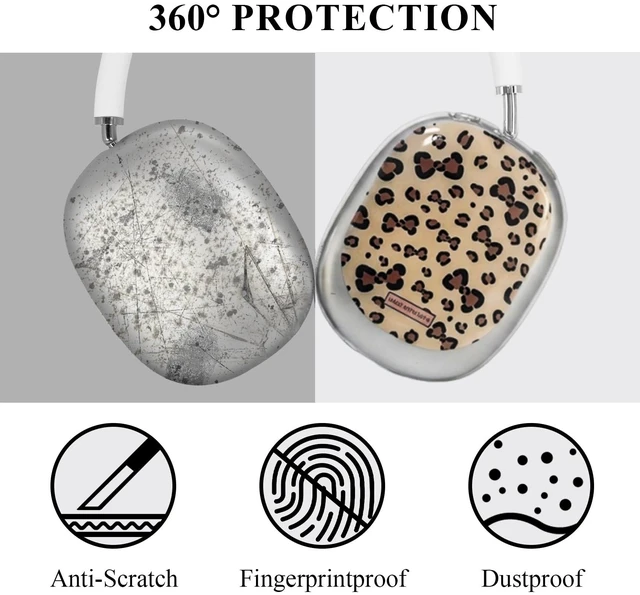 Alt view image 2 of 7 - Case Cover for Apple AirPods Max/Max 2 (Leopard-Print Bow) TPU Cute Cool Soft Clear Case,Earcup Cover for Women Accessories Anti-Scratch,Precise Cutout