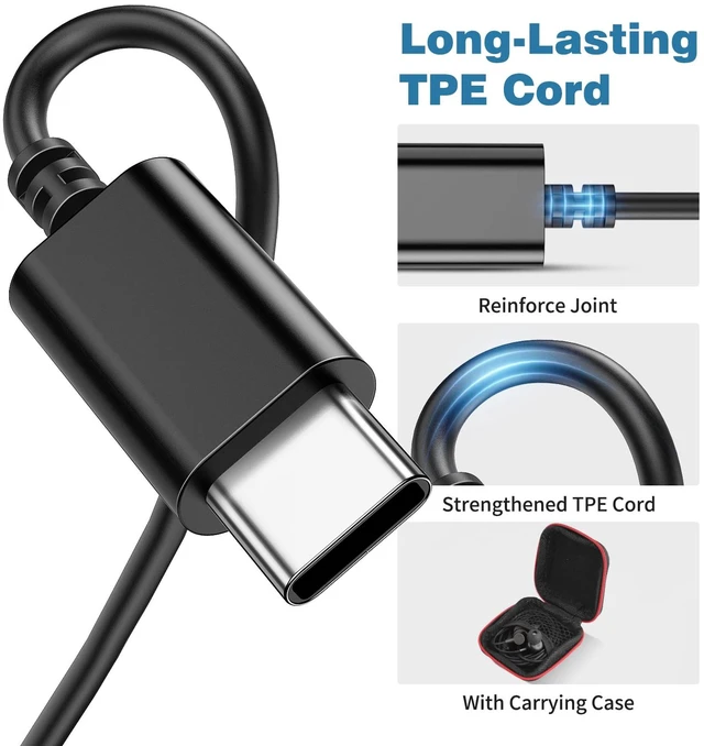 Alt view image 7 of 7 - USB C Headphones Wired Earbuds for iPhone 18 Pro Max 17 16, Gunmetal Magnetic Bass Noise Isolation Type C In-Ear Earphone+Mic for iPad 10 Air Pixel 9 8/Samsung S26 Ultra S25 S24 S23 for OnePlus