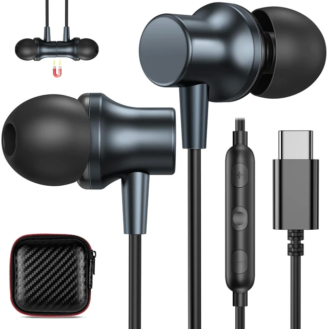 Main image of USB C Headphones Wired Earbuds for iPhone 18 Pro Max 17 16, NavyBlue Magnetic Bass Noise Isolation Type C In-Ear Earphone+Mic for iPad 10 Air Pixel 9 8/Samsung S26 Ultra S25 S24 S23 for OnePlus