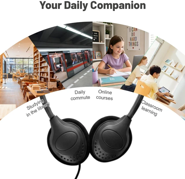 Alt view image 7 of 7 - USB-C Headphones Bulk 20 Pack for Classroom and Smartphones For Children & Teens, Type-C Compatible, School Use, 30 Units, Black
