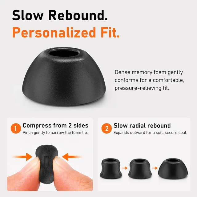 Alt view image 5 of 7 - 6 Pairs Memory Foam Replacement Ear Tips for AirPods Pro 3 Soft Comfort, Clearer Listening, Secure Fit, Charging Friendly, SealCore Tech Eartips for Aipods Pro 3rd Gen (S/M/L, Black)