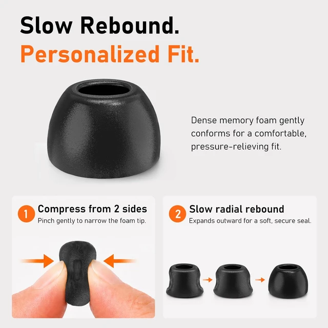 Alt view image 5 of 7 - 6 Pairs Memory Foam Replacement Ear Tips for AirPods Pro 3 Soft Comfort, Clearer Listening, Secure Fit, Charging Friendly, SealCore Tech Eartips for Aipods Pro 3rd Gen (Small, Black)