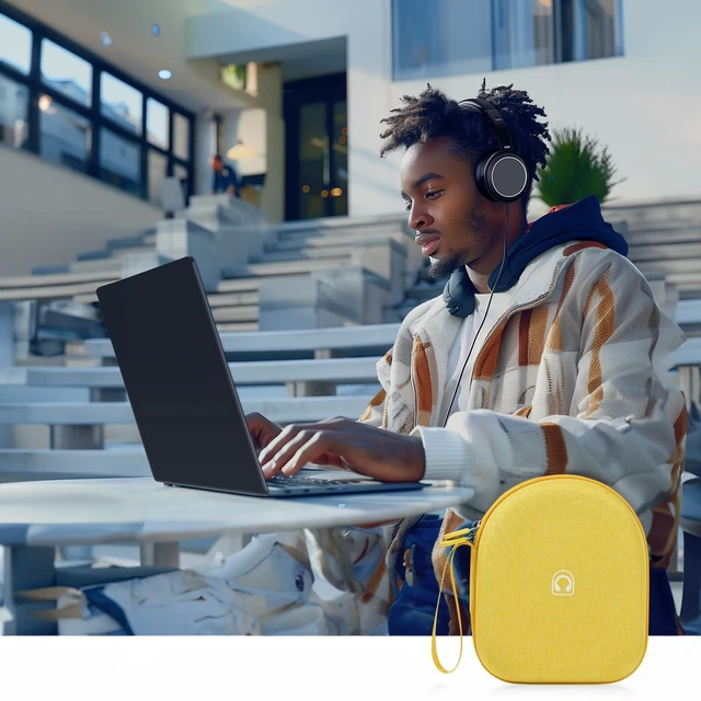 Alt view image 6 of 7 - Headphone Case Compatible with Sony WH-CH520/ WH-1000XM4/ for JBL Tune 720BT/ 510BT Wireless Headphones Bluetooth On-Ear, Over Ear Noise Cancelling Earphone Bag- Yellow (Box Only)
