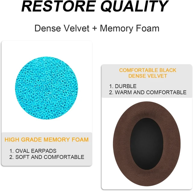 Alt view image 4 of 7 - Gvoears HD598 Ear Pads Cushions for Sennheiser HD598 HD598 Cs HD598SE HD 598 SR HD518 HD558 HD595 HD599 HD569 HD579 HD560s Headphones Earpads,Headset Ear Cushions Earmuffs Comfort Brown Dense Velvet