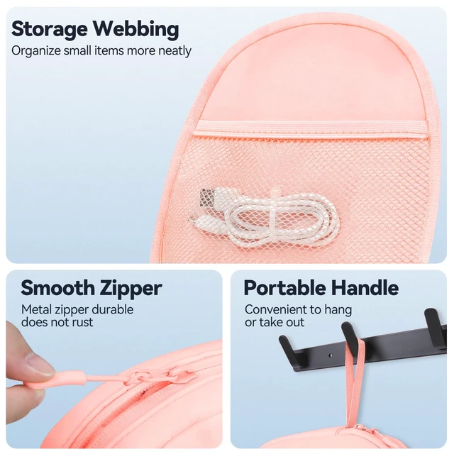 Alt view image 4 of 7 - Soft Headphone Case Headset Carrying Storage Bag Pouch, Pink Compatible with JBL Tune & Live/Sony WH-CH520 510 720/ Sony MDR-ZX/Bose QuietComfort/JLab/BERIBES/TOZO/KVIDIO/SoundCore