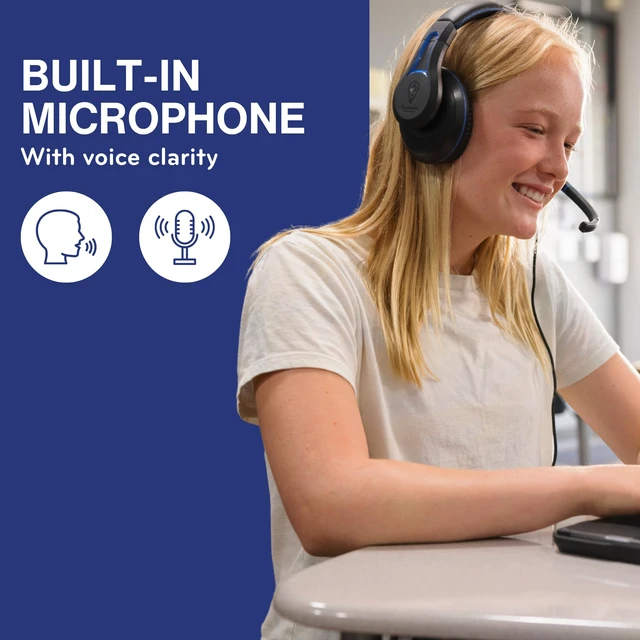 Alt view image 4 of 7 - TWT Audio Ergo TW210 Premium Over-Ear Headset - 3.5mm Jack 2nd Gen Built in Noise Reducing Microphone, For Classrooms, School, Students, & Teachers, Universal Device Compatibility