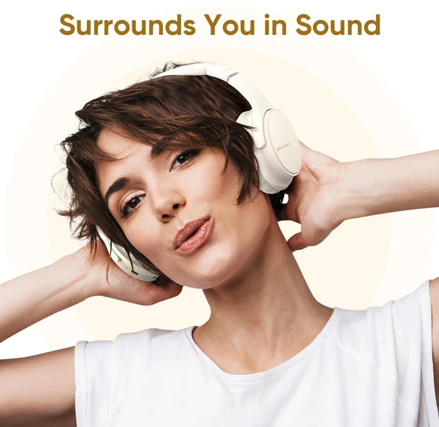 Alt view image 2 of 6 - Wireless Headphones, Bluetooth Over Ear Headsets with Microphone, Hi-Fi Audio, 60H Playtime, Touch Control, Foldable Lightweight, On-Ear Headphones for Girls Women, Travel, Work