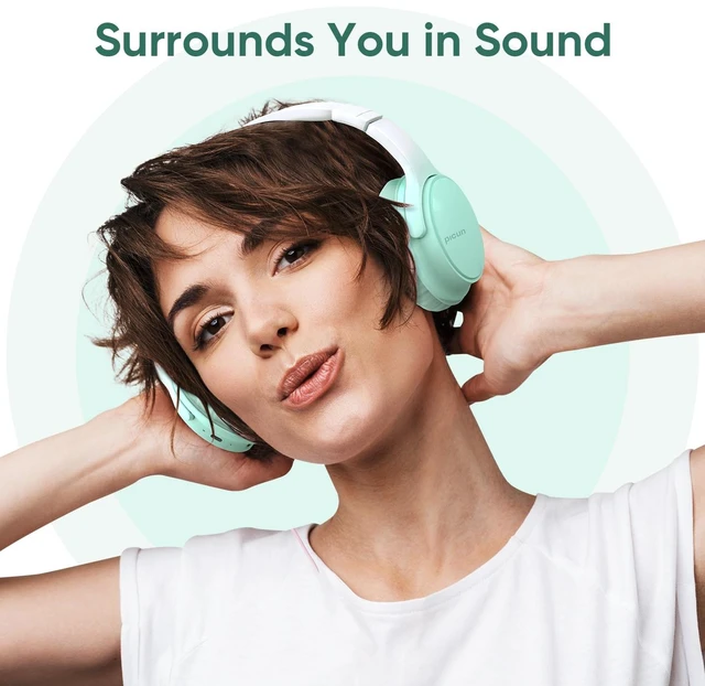 Alt view image 2 of 6 - Wireless Headphones, Bluetooth Over Ear Headsets with Microphone, Hi-Fi Audio, 60H Playtime, Touch Control, Foldable Lightweight, On-Ear Headphones for Girls Women, Travel, Work