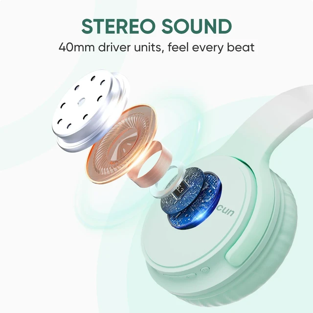 Alt view image 3 of 6 - Wireless Headphones, Bluetooth Over Ear Headsets with Microphone, Hi-Fi Audio, 60H Playtime, Touch Control, Foldable Lightweight, On-Ear Headphones for Girls Women, Travel, Work