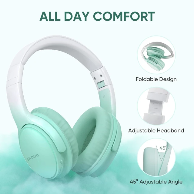 Alt view image 4 of 6 - Wireless Headphones, Bluetooth Over Ear Headsets with Microphone, Hi-Fi Audio, 60H Playtime, Touch Control, Foldable Lightweight, On-Ear Headphones for Girls Women, Travel, Work