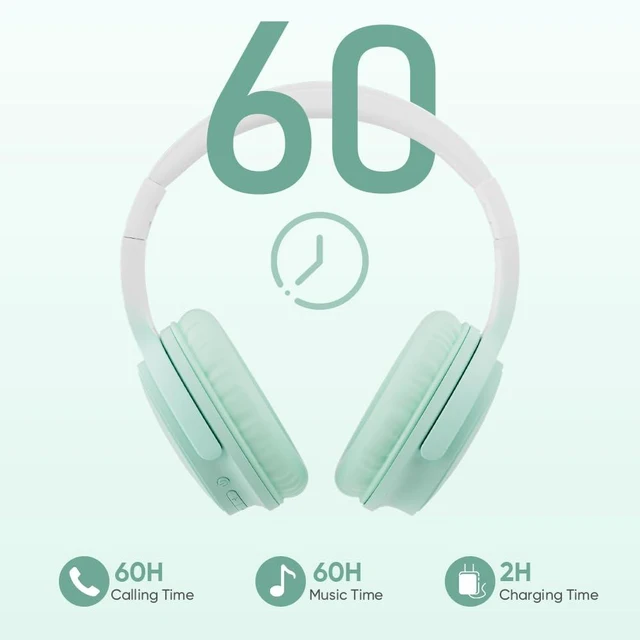 Alt view image 5 of 6 - Wireless Headphones, Bluetooth Over Ear Headsets with Microphone, Hi-Fi Audio, 60H Playtime, Touch Control, Foldable Lightweight, On-Ear Headphones for Girls Women, Travel, Work