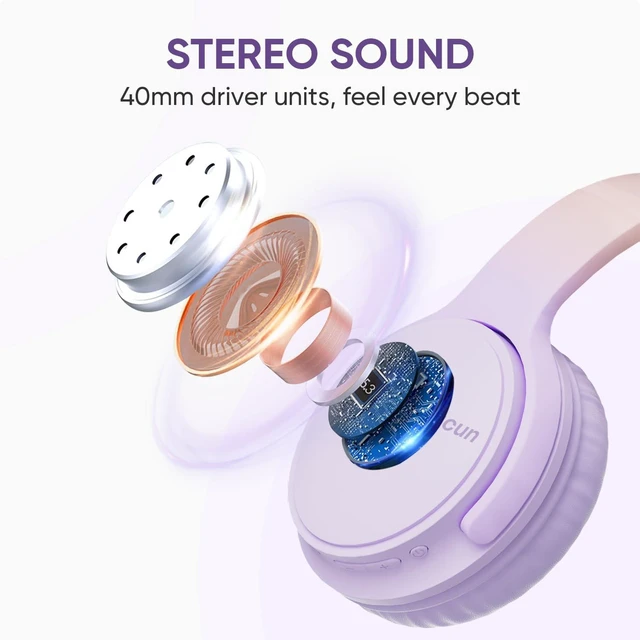 Alt view image 3 of 6 - Wireless Headphones, Bluetooth Over Ear Headsets with Microphone, Hi-Fi Audio, 60H Playtime, Touch Control, Foldable Lightweight, On-Ear Headphones for Girls Women, Travel, Work