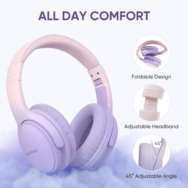 Alt view image 4 of 6 - Wireless Headphones, Bluetooth Over Ear Headsets with Microphone, Hi-Fi Audio, 60H Playtime, Touch Control, Foldable Lightweight, On-Ear Headphones for Girls Women, Travel, Work