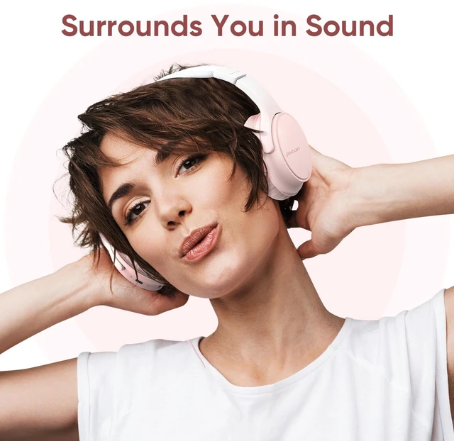 Alt view image 2 of 6 - Wireless Headphones, Bluetooth Over Ear Headsets with Microphone, Hi-Fi Audio, 60H Playtime, Touch Control, Foldable Lightweight, On-Ear Headphones for Girls Women, Travel, Work