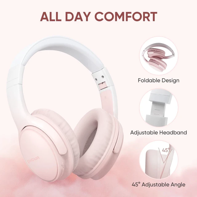 Alt view image 4 of 6 - Wireless Headphones, Bluetooth Over Ear Headsets with Microphone, Hi-Fi Audio, 60H Playtime, Touch Control, Foldable Lightweight, On-Ear Headphones for Girls Women, Travel, Work