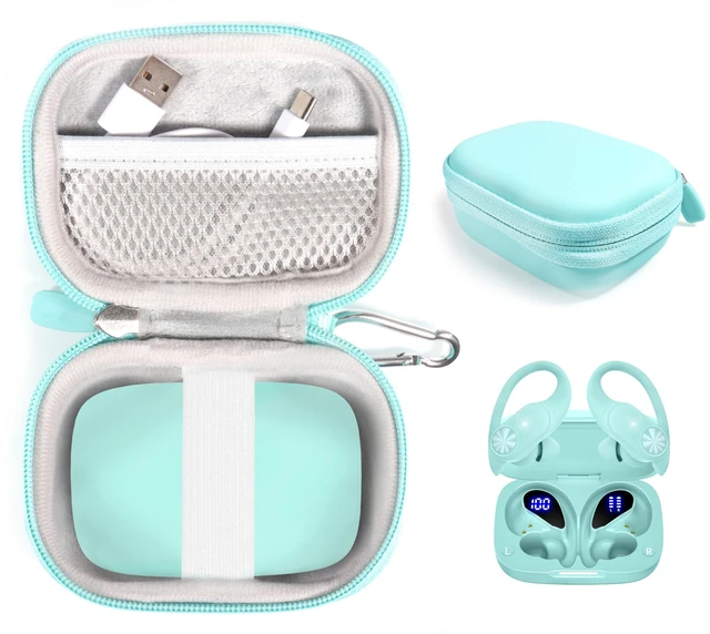 Main image of Case for PocBuds Headphones Earbuds 80hrs Playtime Charging Case Digital Display Sports Ear Buds (Mint Green)
